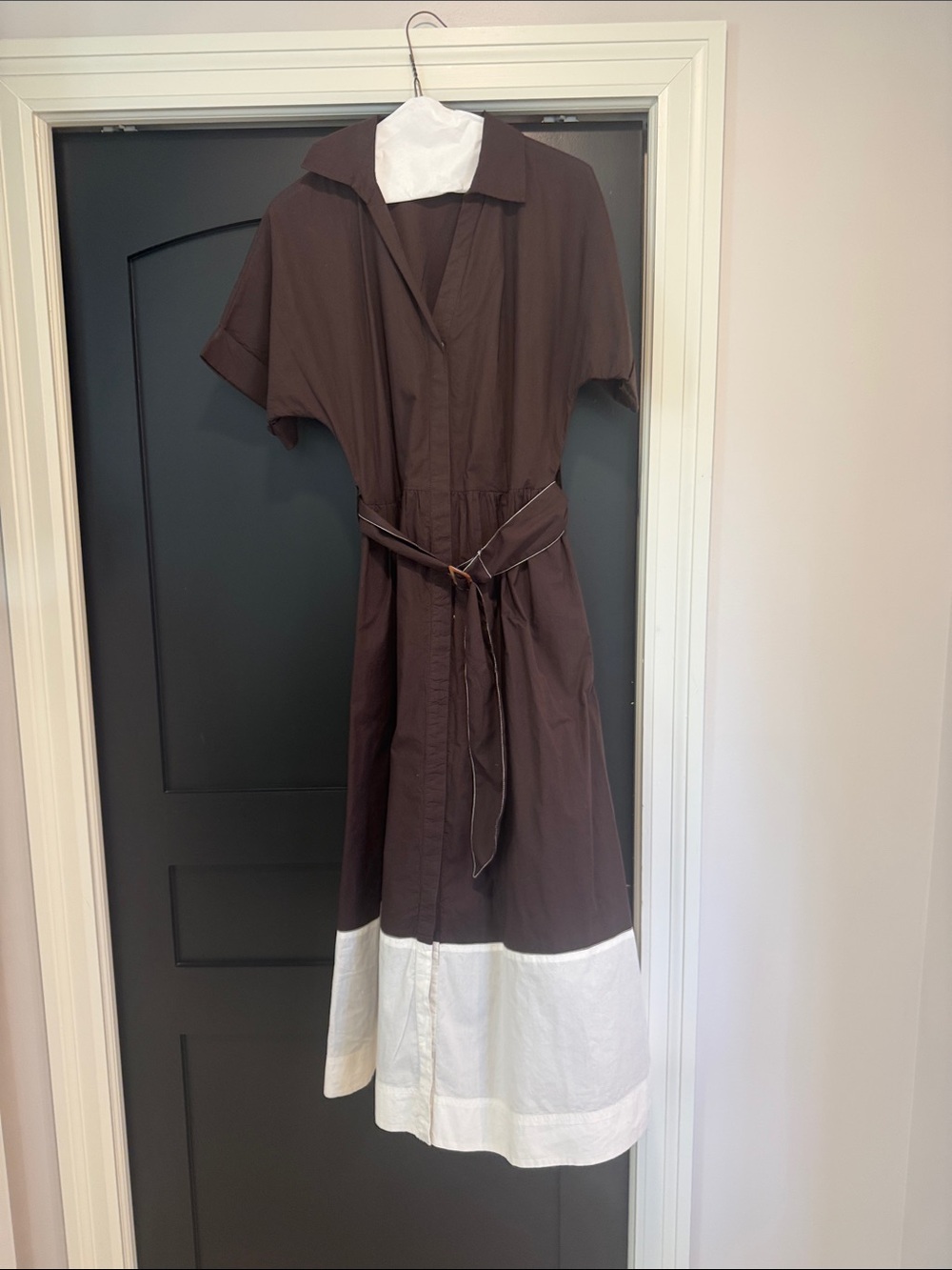 Lilla P Brown Top with Contrasting Trim